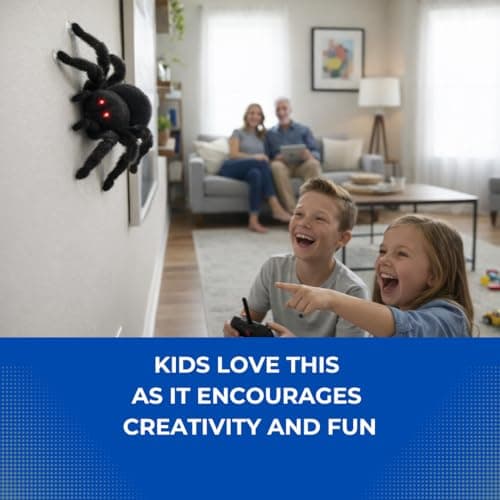 Tradeopia R/C Wall-Climbing Spider Toy, Remote Control Tarantula with LED Eyes, Floor & Wall Crawling Action, Lightweight Plush Body — view 4