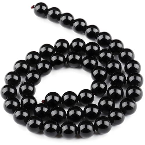 HAAMIIQII 30pcs 12mm Natural Black Onyx Stone Beads Round Loose Gemstone Beads for Jewelry Making Strand 15 Inch — view 4