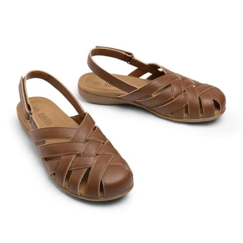 Rihero Women's Closed Toe Fisherman Flat Sandals Brown Size 7.5 — view 5