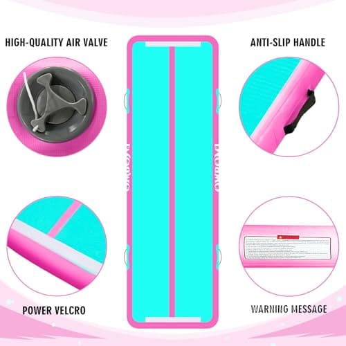 Tumble Track Mats for Gymnastics, Kids Air Gymnastics Mats for Tumbling Thick Inflatable Gymnastics Tumbling Track Mat 6.6/10/13/16.4/20ft Training Tumbling Mat with Electric Pump for Home/Water Fun — view 3