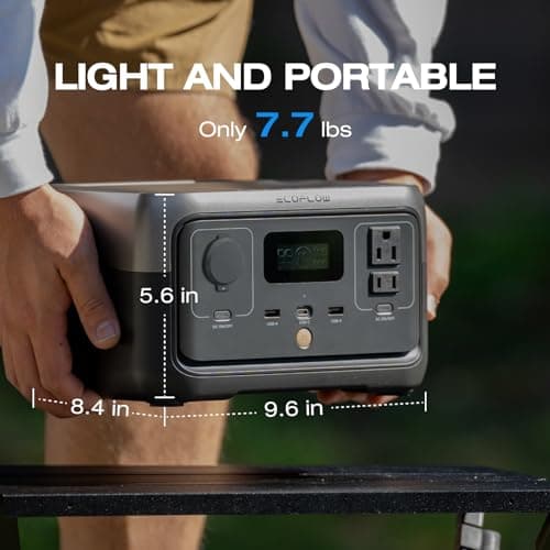 EF ECOFLOW Portable Power Station River 2, 256Wh LiFeP04 Battery/ 1 Hour Fast Charging, 2 Up to 600W AC Outlets, Solar Generator (Solar Panel Optional) for Outdoor Camping/RVs/Home Use — view 5