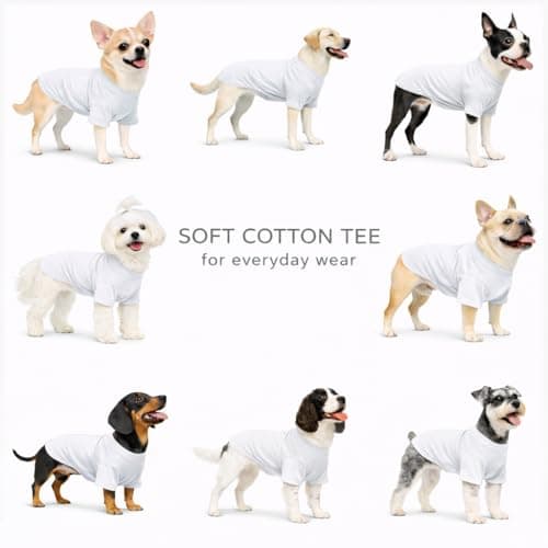 Lovelonglong Bulldog Clothes Dog Clothing Blank T-Shirt Tee Shirts for French Bulldog English Bulldog American Pit Bull Pugs 100% Cotton Skin Care White B-M — view 4