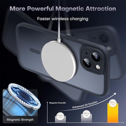 TOCOL Magnetic for iPhone 15 Case, Upgraded Full Camera Protection, Fit for MagSafe, Rugged Phone Case for iPhone 15 6.1 Inch, Drop Protection, Anti-Scratch, Black — view 3