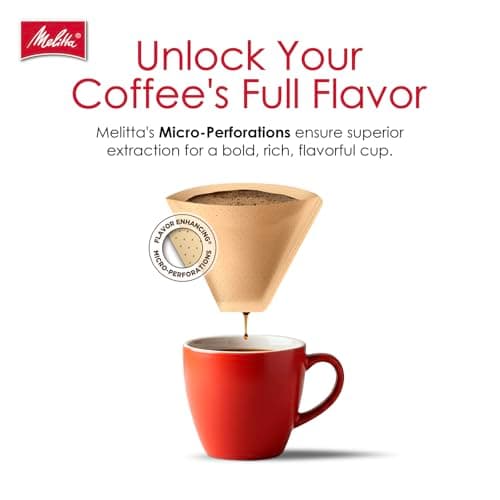 Melitta #4 Unbleached Coffee Filters, Premium, Natural Brown, Flavor Enhancing Coffee Filters for 8-12 Cup Coffee Makers, Kosher Certified, Compostable, 100 Count (Pack of 3) — view 4