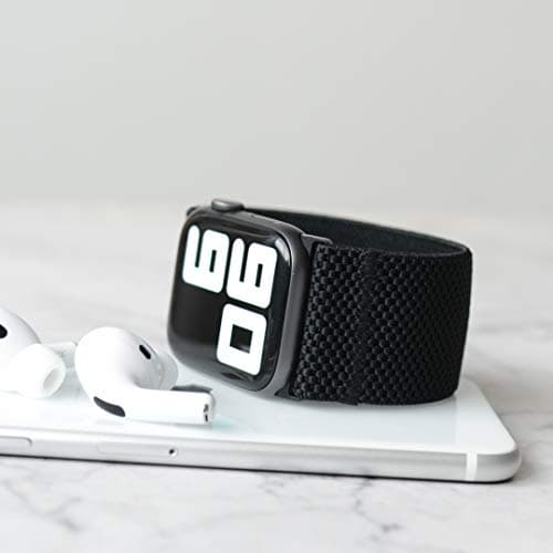 Tefeca Unity Series Elastic Compatible/Replacement Band for Apple Watch/Apple Watch Ultra (Black, Ultra Wide M fits 6.5-7.0 inch wrist, 49mm/45mm/44mm/42mm)
