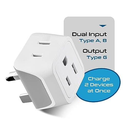 Ceptics UK Travel Plug Adapter, 2 in 1 Type G Adapter, US to UK Adapter, Ireland, Dubai Travel Adapter with Dual USA Inputs, CE, RoHS - HK Outlet Adapter, 3 Pack — view 4