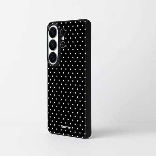 Mouzor Cute Polka Dot Phone Case for Samsung Galaxy S26 Ultra, Girly Aesthetic Design Matte Finish Soft Touch TPU Shockproof Cover for Girls Women, Black — view 2