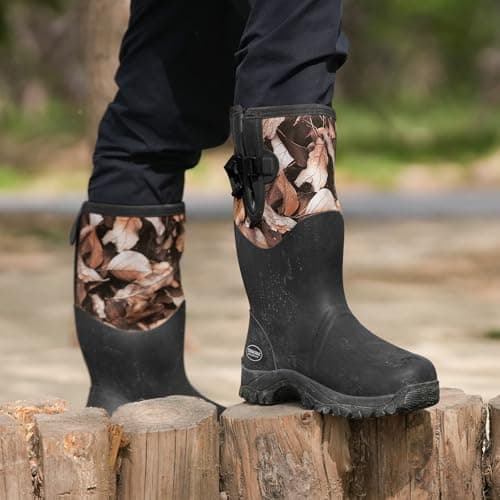 TerraTrax Men's Black 100% Waterproof Insulated Rubber Hunting & Work Boots | 6mm Neoprene for Cold Weather, Fishing, Farming & Outdoor Use Size 11 — view 6