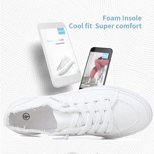 Women's Play Fashion Sneaker White Color Washed and Leopard Canvas Slip on Shoes（White US8） — view 4