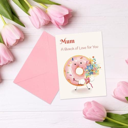 HOMANGA Mothers Day Card for Mom, Mothers Day Gift from Son or Daughter, Cute Donut Flower Design, Heartfelt Happy Mother's Day Greeting Card with Envelope — view 2