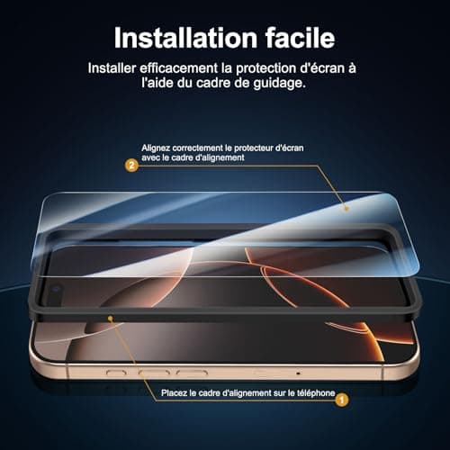 NEW'C 3 Pack Designed for iPhone 16 Pro, iPhone 17, 17 Pro Screen Protector (6.3 inches), Enhanced Tempered Glass Protection with easy installation tool included, Case Friendly — view 2