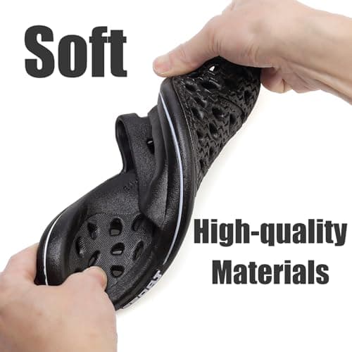 FINLEOO Shower Shoes for Women Men, Quick Drying Shower Sandals with Drain Holes Non-Slip Pool Slides Comfortable Lightweight House Slippers-Black — view 4