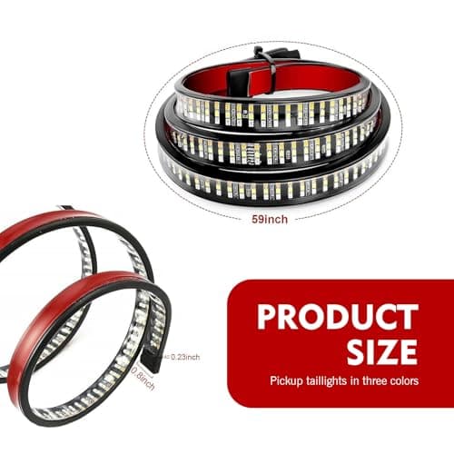 Icyfond Tailgate Light Bar, 12V 60-inch Led Tailgate Light Bar Strip, Triple Row High Brightness Lights Strips with Red Brake/White Reverse/Sequential AmberTurn Signals, for Pickup Trailer SUV RV Van
