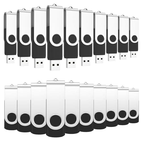 ABLAZE USB Stick 1GB 100 Pack, USB 2.0 Flash Drive 1GB with Lanyards Swivel Thumb Drives Memory Stick 100PCS (Black)