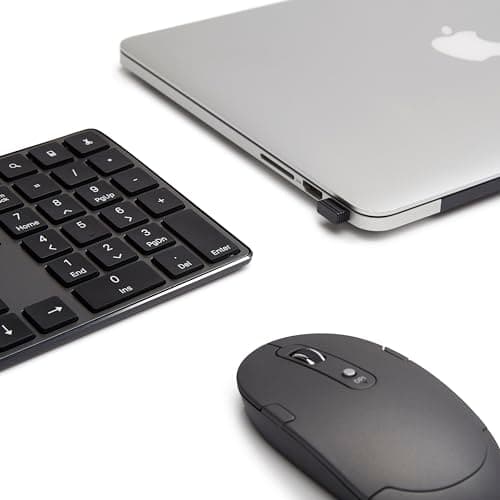 Amazon Basics Ultra Premium Wireless Keyboard and Mouse Combo, Rechargeable, Full-Size with Number Pad, Sleek Design, Plug and Play, Quiet Typing, 2.4GHz USB Receiver, Black — view 7