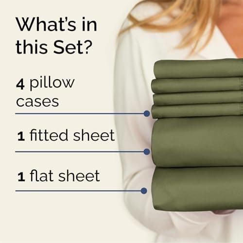 Queen 6 Piece Sheet Set - Cooling & Breathable Bed Sheets - Hotel Luxury Bed Sheets for Women, Men, Kids & Teens - Bedding w/Deep Pockets & Easy Fit - Soft & Wrinkle Free - Queen Sage Green Sheets