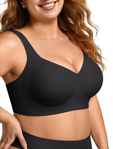 OEAK Womens Wireless Jelly Bra Plus Size Supportive Seamless Bras Full Coverage Push Up Comfortable No Underwire Tshirt Bras Black S