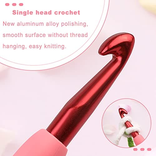 kgxulr 8 mm Crochet Hook, Aluminum Soft Grip Rubber Handle Needles — view 2