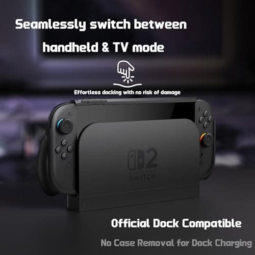 PlayVital for Switch 2 Beyond-Grip Dockable Case, Interchangeable FPS/Omni Ergonomic Grips + Military-Grade Drop Protective Cover + 2 Joystick Caps for Nintendo Switch 2 (Black)​ — view 2