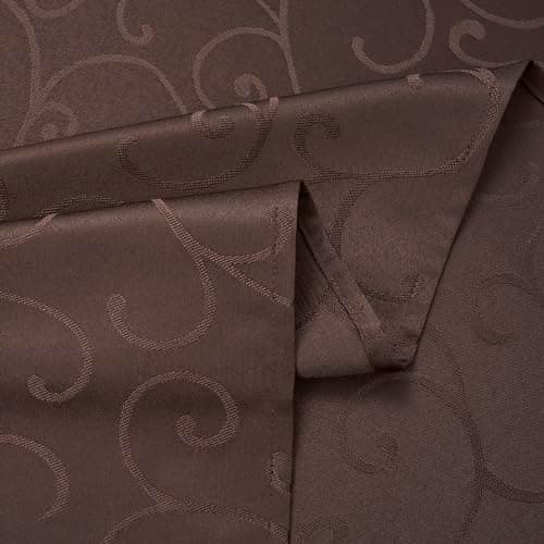 Marina Decoration Home Decor Jacquard Waterproof Thick Elegant Premium Solid Damask Scroll Decorative Kitchen Table Cloth Liquid Repellent Stain Resistant Tablecloth, Brown Color Oblong 52 x 70 Inch — view 7