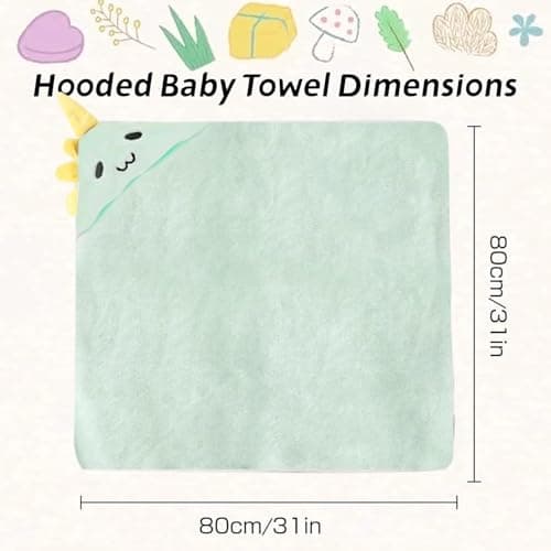 ROXANEPIG 2 Pack Hooded Baby Towels - Premium Ultra Soft Organic Baby Bath Towel – Absorbent and Hypoallergenic Towels for Baby Boy Girl, Toddler, Newborn Essentials (Green,Brown) — view 3