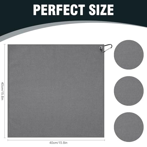 Puomue 3 Pack Microfiber Fishing Towels with Clip, 16" X 16", Waffle Pattern for Effective Cleaning of Fishing Gears or Dirty Hands, Perfect for Camping Towels and Hiking Towles (Grey, 16"X16")