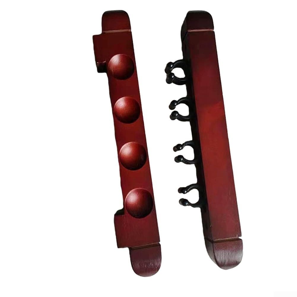Soporte de pared para tacos, soporte de madera para billar de 4 ranuras para billar, organizador de almacenamiento que ahorra espacio para sala de juegos, bar, club, negro, rojo, amarillo (rojo)