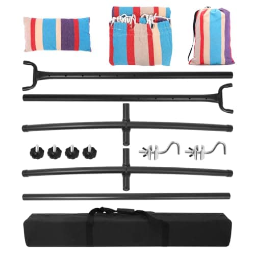 Hammock with Stand, Ohuhu Double Hammock with Space Saving Steel Stand & Pillow 2 Person Hammocks with Portable Carrying Bag for Camping Garden Patio Indoor Use Gift for Birthday, Tropical — view 8