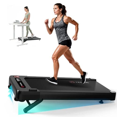 YESOUL Walking Pad Treadmill with 10% Auto Incline, 39.5"x15.5" Running Belt, 300 LBS Capacity, LED Display, Remote Control & Smart App, Quiet Compact Treadmill for Home Office