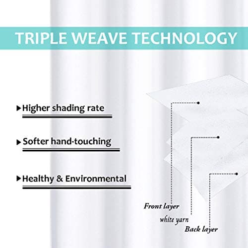 NICETOWN 100% Blackout Window Curtain Panels 48 inches Long, Heat and Full Light Blocking Drapes with Black Liner, Thermal Insulated Draperies for Cafe (White, 2 Pieces, 42 inches Wide Each Panel) — view 5