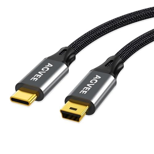 AGVEE 6.6ft USB-C to Mini USB Cable, Mini-B 5-Pin Data Charger Cord — view 2