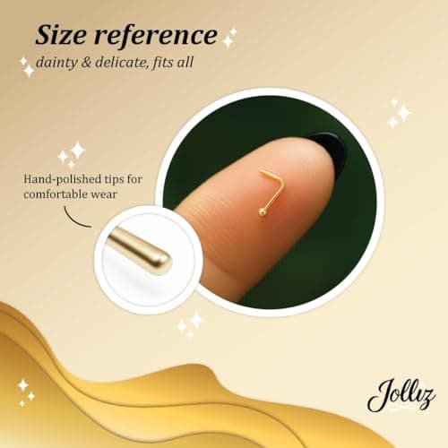 14K Gold Filled L Shaped Nostril Stud for Women Dainty 24G Micro Ball Design Comfortable Minimal Body Jewelry Lightweight Gold Filled Nose Accessory for Everyday Wear — view 4