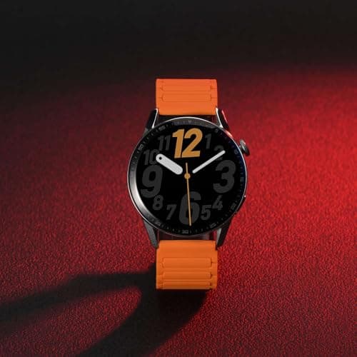 WOCCI 20mm Magnetic Silicone Watch Band, Tactile Ridged Texture, Quick Release (Orange+Black) — view 7