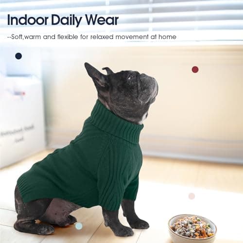 IECOii XXL Dog Sweater,Thermal Knit Big Dog Sweater Christmas,Pet Turtleneck Doggy Sweatshirt for Extra Large Dogs Boy Girl,Stretchy Large Dogs Cold Weather Outfit Pitbull Clothes,(Green XXL) — view 5