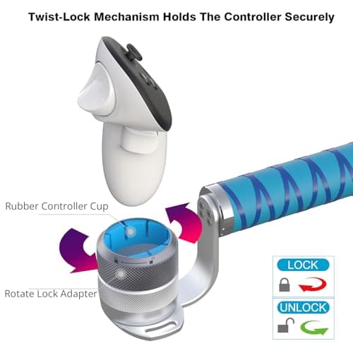 VR Cricket Bat Attachment for iB Cricket - Aluminum Short Cricket Bat Handle Accessory Compatible with Meta Quest 3/3s, Q2 and Q Pro Enhance Immersive VR Game Experience- Right(Blue) — view 4