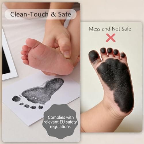 PewinGo Baby Handprint and Footprint Kit, Clean Touch Ink Pad, Skin-Safe Non-Toxic Mess-Free, Newborn 0-6 Months Memory Keepsake Frame,Nursery Decor & Baby Gift — view 2