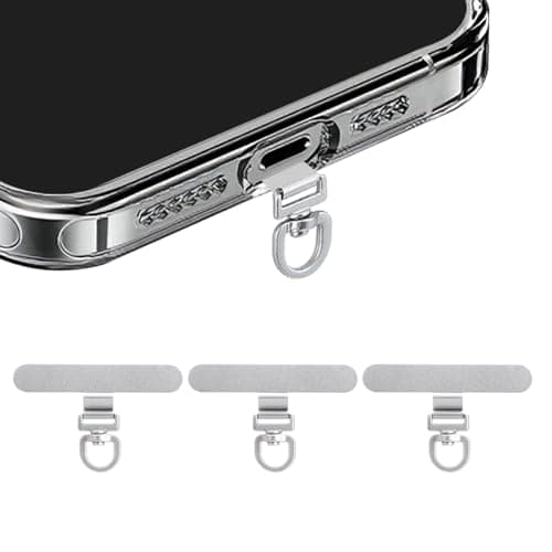 360° Rotating Stainless Steel Phone Tether Tab (Silvery 3-Pack) - Universal for iPhone & Other Phones (Fits Wristbands/Necklaces/Crossbody Straps)