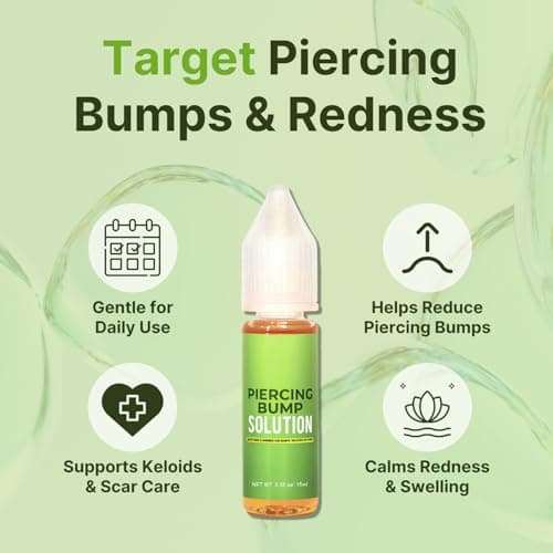 Tobcharm Piercing Bump Solution – Nose & Ear Piercing Bump Treatment for Irritation Bumps & Keloid Bumps, Piercing Aftercare Cleaner, Gentle Daily Piercing Care– 15ml