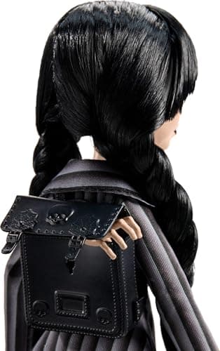 Monster High Wednesday Doll and Accessories, Wednesday Addams Collectible in Nevermore Academy Uniform with Thing and Backpack, Doll Stand — view 3