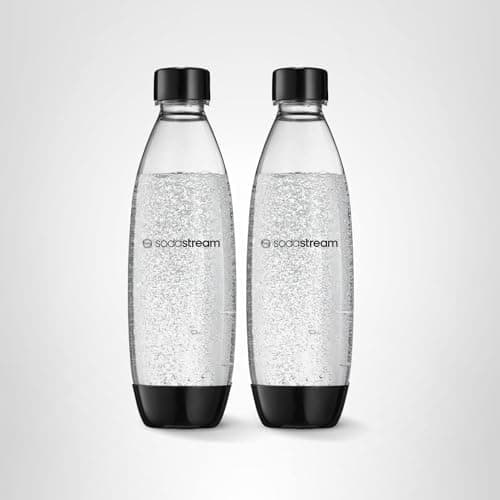 sodastream 1L Twin Pack Carbonated Water Bottle, Dishwasher Safe Slim, 2 Black Reusable Plastic Bottles for Sparkling Water, Soda Stream Compatible with TERRA, ART, ENSO, E-Terra & More — view 5
