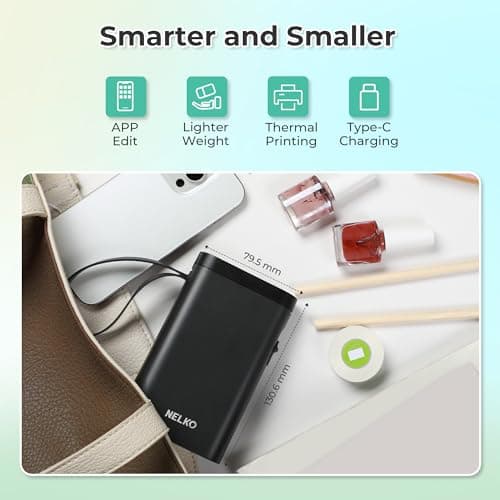 Label Maker Machine with Tape, P21 Portable Bluetooth Label Printer, Wireless Built-in Cutter Sticker Maker Mini Label Makers with Multiple Templates for Organizing Storage Office Home, Black — view 3