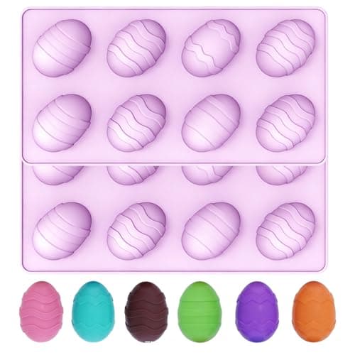 GARBODIY 8 Cavity Easter Egg Silicone Mold, Food Grade Non-Stick Baking Mold for Mousse Cake, Chocolate, Pudding, Jelly, DIY Oskrieel Soap, Easter Dessert Making (2Pack)