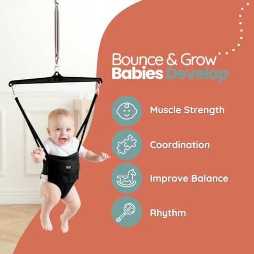 Jolly Jumper CLASSIC (Black) with Stand - ORIGINAL Baby Jumper, Indoor and Outdoor Exercise Saddle Seat, Adjustable Height, for Infants up to 28lbs — view 5