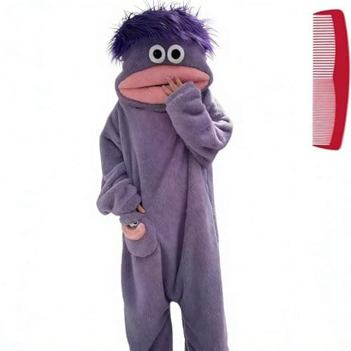 Big Mouth Monster Onesie,Cozy Home Loungewear,Soft Fabric,Long (Purple,X-Large)