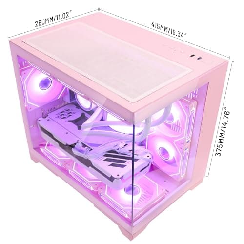 HELLOLAND Ocean Park Pink Gaming Desktop Computer with KB & Mouse, AMD Ryzen 7 9700X 8-Core 3.8 GHz, RTX 5070 12GB, 32GB DDR5, 1TB PCIe SSD, 850W PSU, Fusion 2.0 APP RGB Fan Control, Windows 11 — view 4