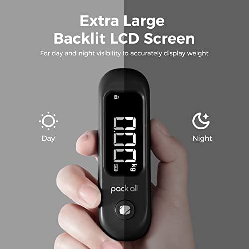 pack all 110 Lbs Luggage Scale, Digital Handheld Baggage Scale, Travel Suitcase Weight Scale with LCD Display, Battery Included, Black — view 3