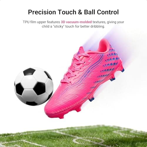 DREAM PAIRS Boys Girls FG AG Soccer Cleats High-Speed Anti-Twist Lightweight Football Shoes,Size 13 Little Kid,Hot Pink,SKSO26002K — view 6