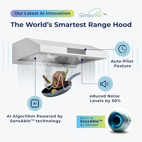 Hauslane PS19 Under Cabinet Range Hood 30 inch with Auto-Pilot Technology, Ducted Stainless Steel Kitchen Hood 860 CFM Dual Motor, Fully Automatic, Quiet Performance, Lifetime Motor Warranty — view 2