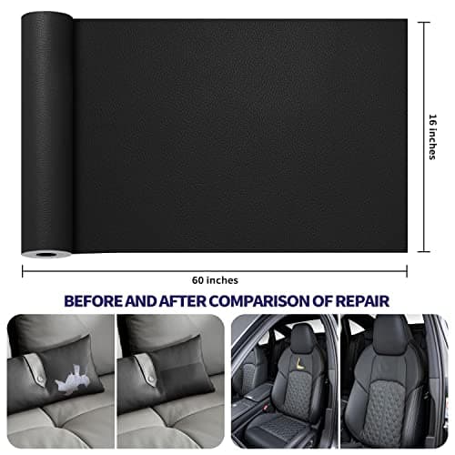 Besezx Leather Repair Tape Kit, Self-Adhesive Leather Repair for Furniture, Couch, Sofa, Car Seats, Office Chair, Vinyl Repair Kit. 60inx16in Black — view 2
