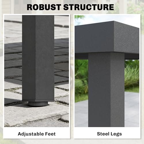 Outsunny 55" Outdoor Dining Table for 6, Rectangular Patio Table with Slatted Wood-Plastic Composite Top and Steel Frame for Garden, Backyard, Deck, Grey — view 5